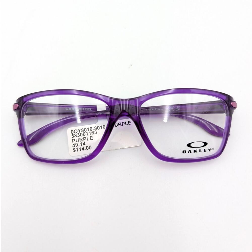 Oakley Unisex Cartwheel Square Eyeglasses OY8010 Purple Clear Lens Size 49-14